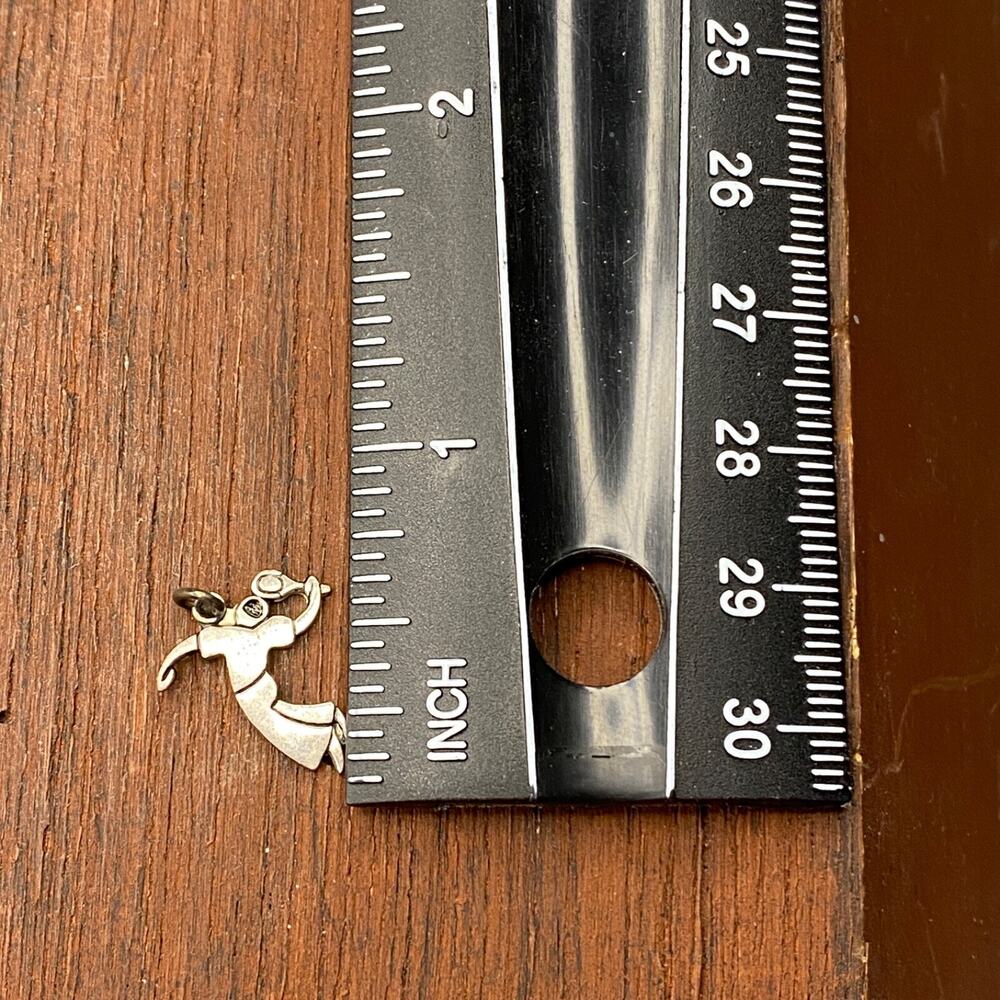 Vintage 925 Sterling Silver Tennis Badminton Player Small Pendant Bracelet Charm - Picture 3 of 3